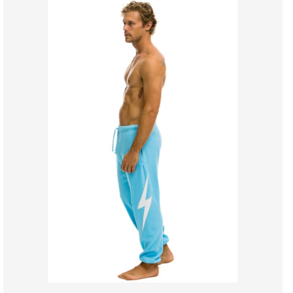 Aviator Nation Light Blue Bolt Stitch Sweatpants Size XL